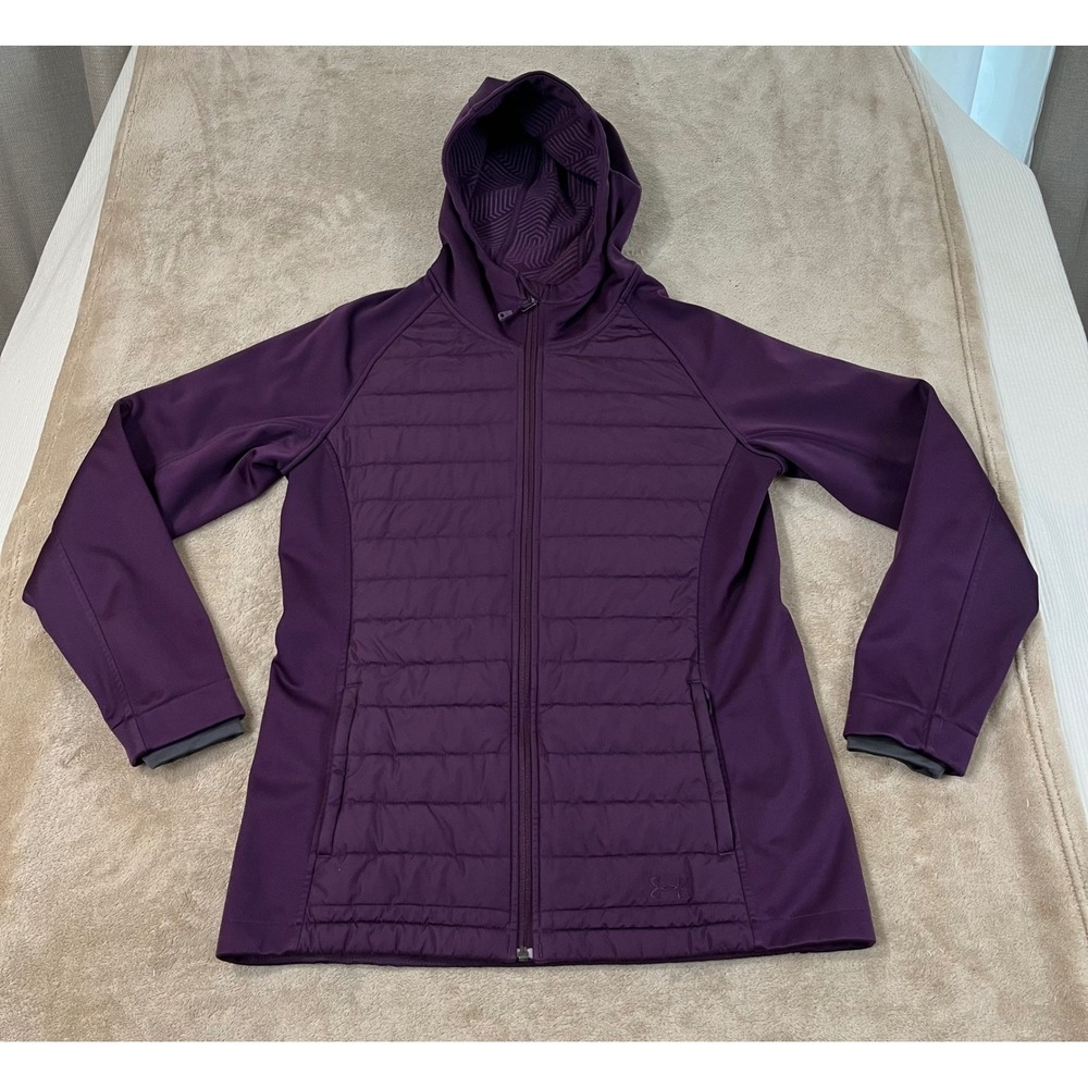 Under Armour Storm ColdGear Infrared Jacket Womens Purple Hooded Zip 1240729